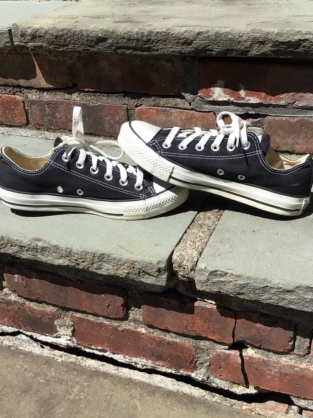 Classic Converse Low-Top Sneakers in Black and White - Picture 5 of 7